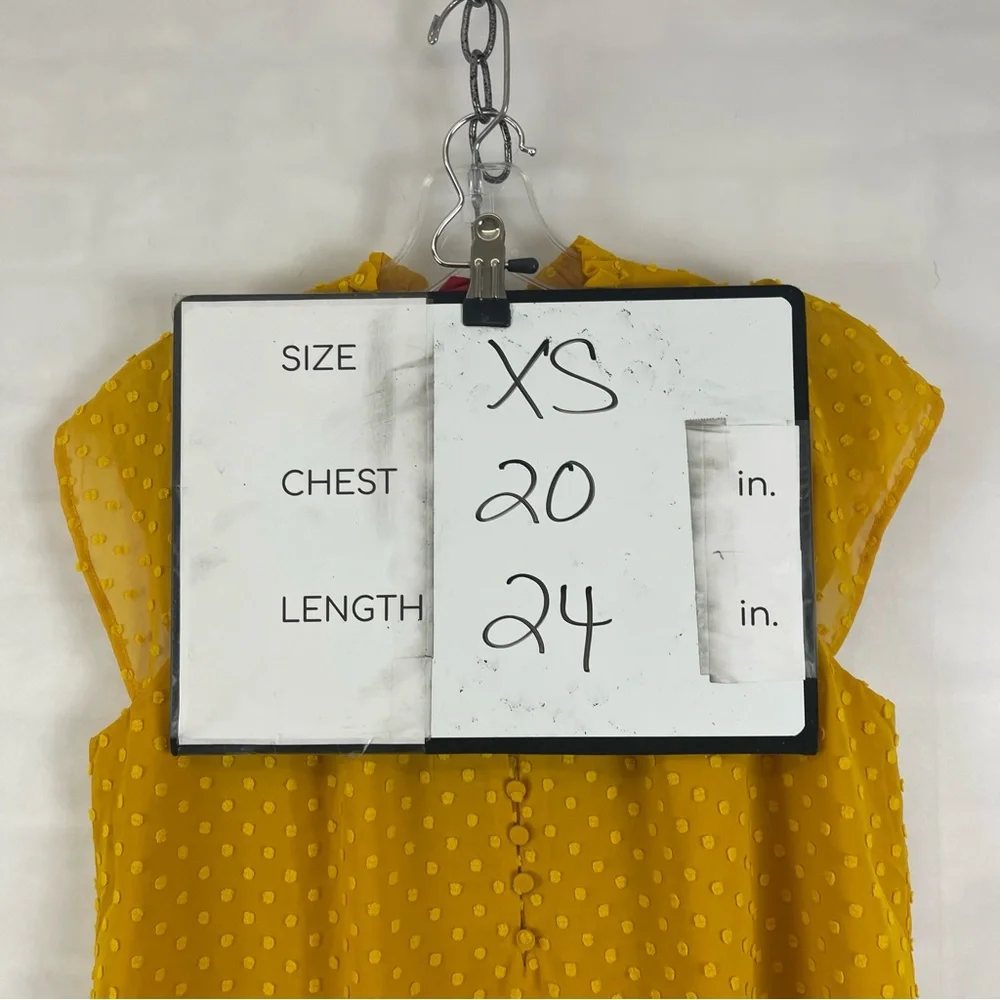J.Crew Ruffle Swiss Dot Sleeveless Blouse Yellow Mustard XS New NWT Textured Top